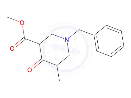 Chemical structure of 1-Benzyl-5-methyl-4-oxo-piperidine-3-carboxylic acid methyl ester