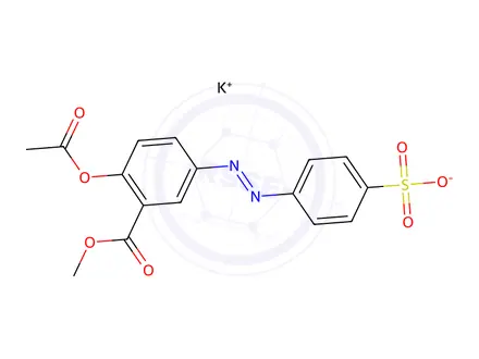 Chemical structure of 5-[(p-Sulfophenyl)azo]salicylic Acid Acetate Methyl Ester Potassium Salt