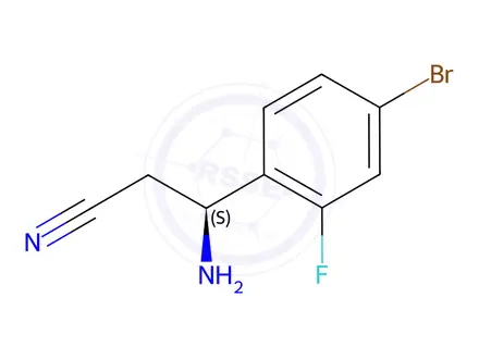 Chemical structure of (3S)-3-AMINO-3-(4-BROMO-2-FLUOROPHENYL)PROPANENITRILE