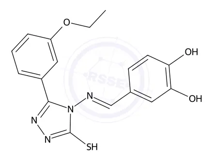 Chemical structure of 4-((3,4-Dihydroxybenzylidene)amino)-3-(3-ethoxyphenyl)-1H-1,2,4-triazole-5(4H)-thione