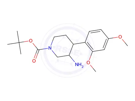 Chemical structure of Tert-butyl 3-amino-4-(2,4-dimethoxyphenyl)piperidine-1-carboxylate