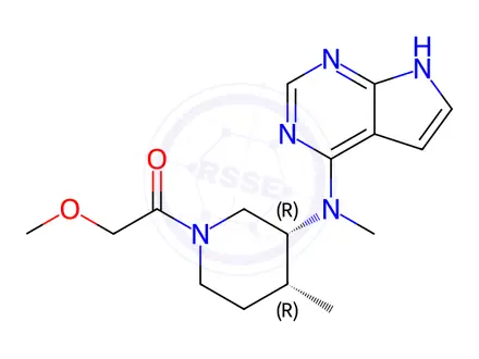 Chemical structure of 2-methoxy-1-((3R,4R)-4-methyl-3-(methyl(7H-pyrrolo[2,3-d]pyrimidin-4-yl)amino)piperidin-1-yl)ethan-1-one
