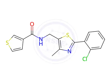 Chemical structure of N-((2-(2-Chlorophenyl)-4-methylthiazol-5-yl)methyl)thiophene-3-carboxamide