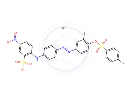 Chemical structure of potassium 2-[4-[[3-methyl-4-[[(p-tolyl)sulphonyl]oxy]phenyl]azo]anilino-5-nitrobenzenesulphonate