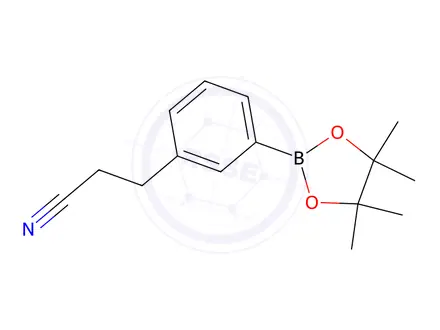Chemical structure of 3-(3-(4,4,5,5-Tetramethyl-1,3,2-dioxaborolan-2-yl)phenyl)propanenitrile