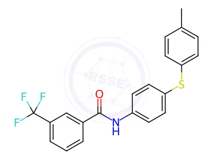 Chemical structure of N-(4-(p-tolylthio)phenyl)-3-(trifluoromethyl)benzamide