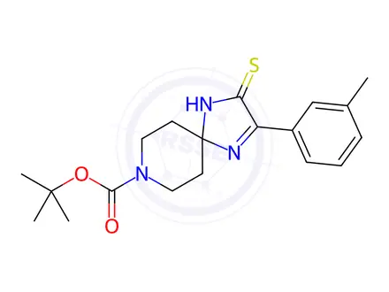 Chemical structure of tert-Butyl 2-(3-methylphenyl)-3-sulfanylidene-1,4,8-triazaspiro[4.5]dec-1-ene-8-carboxylate
