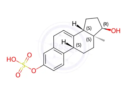 Chemical structure of (9S,13S,14S,17R)-17-hydroxy-13-methyl-9,11,12,13,14,15,16,17-octahydro-6H-cyclopenta[a]phenanthren-3-yl hydrogen sulfate