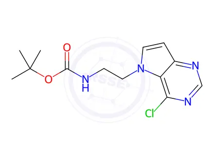 Chemical structure of Carbamic acid, N-[2-(4-chloro-5H-pyrrolo[3,2-d]pyrimidin-5-yl)ethyl]-, 1,1-dimethylethyl ester