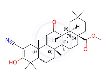 Chemical structure of (4aS,6aR,6bS,12aS,14aR,14bR)-Methyl 11-cyano-10-hydroxy-2,2,6a,6b,9,9,12a-heptaMethyl-14-oxo-1,2,3,4,4a,5,6,6a,6b,7,8,8a,9,12,12a,14,14a,14b-octadecahydropicene-4a-carboxylate