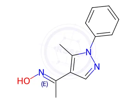 Chemical structure of 1-(5-methyl-1-phenyl-1H-pyrazol-4-yl)ethanone oxime