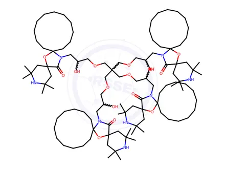 Chemical structure of 7-Oxa-3,20-diazadispiro[5.1.11.2]heneicosan-21-one, 20,20'-[[2,2-bis[[2-hydroxy-3-(2,2,4,4-tetramethyl-21-oxo-7-oxa-3,20-diazadispiro[5.1.11.2]heneicos-20-yl)propoxy]methyl]-1,3-propanediyl]bis[oxy(2-hydroxy-3,1-propanediyl)]]bis[2,2,4,4-te