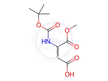 Chemical structure of Aspartic acid, N-[(1,1-dimethylethoxy)carbonyl]-, 1-methyl ester