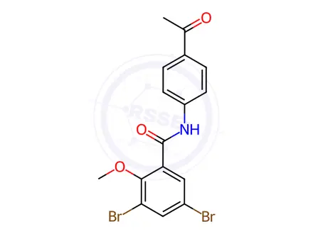 Chemical structure of N-(4-acetylphenyl)-3,5-dibromo-2-methoxybenzamide