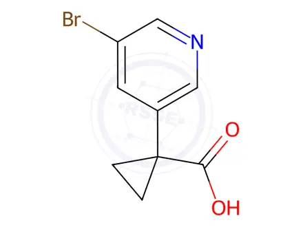 Chemical structure of 1-(5-Bromopyridin-3-yl)cyclopropane-1-carboxylic acid