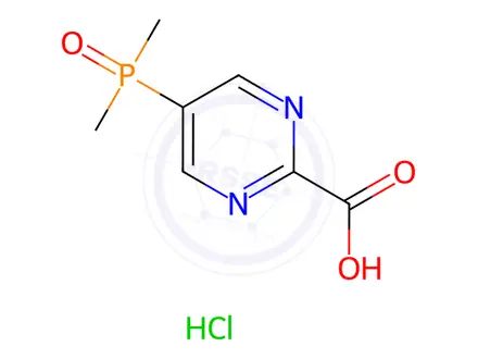 Chemical structure of 5-(Dimethylphosphoryl)pyrimidine-2-carboxylic acid (hydrochloride)