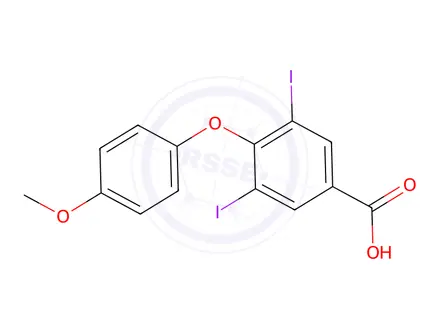 Chemical structure of 3,5-Diiodo-4(4'-methoxyphenoxy)benzoic acid