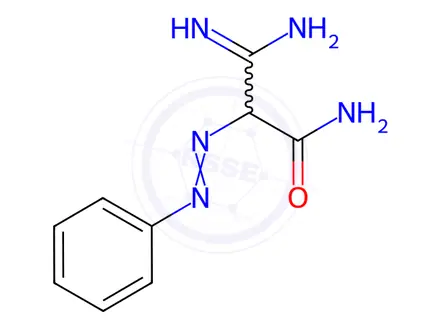 Chemical structure of 3-Amino-3-imino-2-(2-phenyldiazenyl)propanamide Hydrochloride
