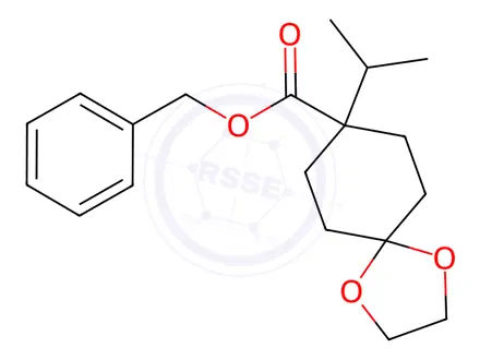 Chemical structure of benzyl 8-isopropyl-1,4-dioxaspiro[4.5]decane-8-carboxylate