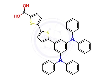 Chemical structure of (5'-(3,5-Bis(diphenylamino)phenyl)-[2,2'-bithiophen]-5-yl)boronic acid