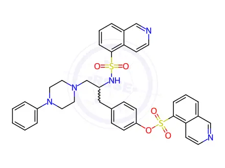 Chemical structure of 4-(2-(Isoquinoline-5-sulfonamido)-3-(4-phenylpiperazin-1-yl)propyl)phenyl isoquinoline-5-sulfonate
