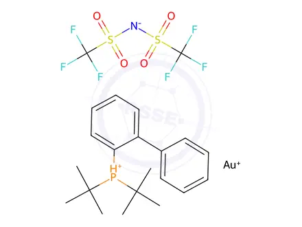 Chemical structure of (2-Di-tert-butylphosphinobiphenyl)gold(I) bis(trifluoromethanesulfonyl)imide