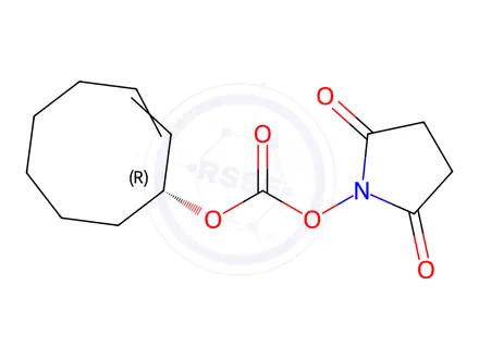 Chemical structure of equatorial (E)-Cyclooct-2-en-1-yl (2,5-dioxopyrrolidin-1-yl) carbonate
