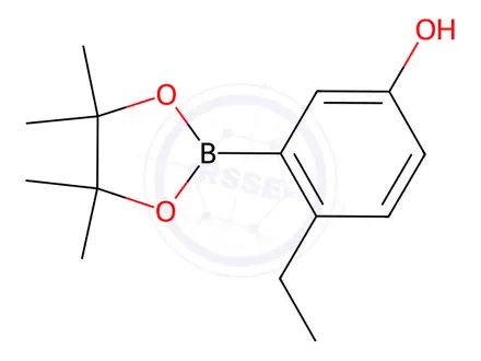 Chemical structure of 4-Ethyl-3-(4,4,5,5-tetramethyl-1,3,2-dioxaborolan-2-yl)phenol