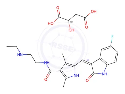 Chemical structure of N-Desethyl Sunitinib HemimalateDISCONTINUED