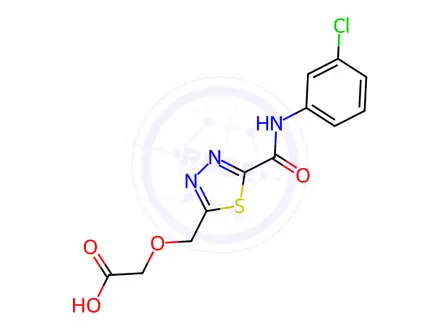 Chemical structure of [(5-{[(3-Chlorophenyl)amino]carbonyl}-1,3,4-thiadiazol-2-yl)methoxy]acetic acid