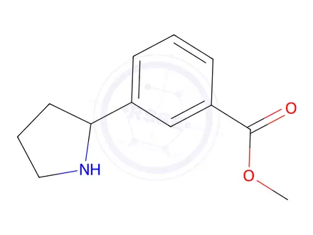 Chemical structure of 3-Pyrrolidin-2-yl-benzoic acid methyl ester hydrochloride