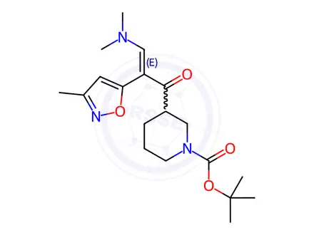 Chemical structure of (E)-tert-Butyl 3-(3-(dimethylamino)-2-(3-methylisoxazol-5-yl)acryloyl)piperidine-1-carboxylate