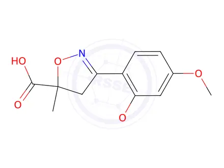 Chemical structure of 3-(2,4-Dimethoxyphenyl)-5-methyl-4,5-dihydroisoxazole-5-carboxylic acid
