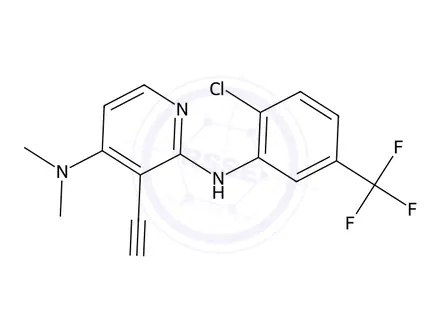 Chemical structure of 2-((2-Chloro-5-(trifluoromethyl)phenyl)amino)-4-(dimethylamino)nicotinonitrile