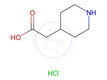 Chemical structure of 2-(piperidin-4-yl)acetic acid hydrochloride