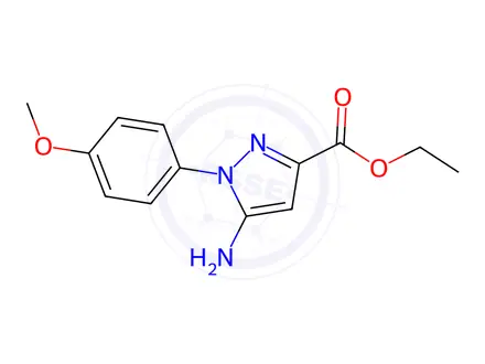 Chemical structure of Ethyl 5-amino-1-(4-methoxyphenyl)-1H-pyrazole-3-carboxylate