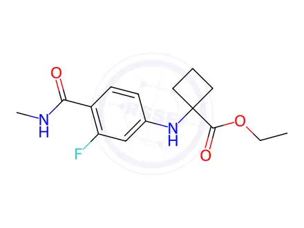 Chemical structure of Ethyl 1-((3-fluoro-4-(methylcarbamoyl)phenyl)amino)cyclobutane-1-carboxylate
