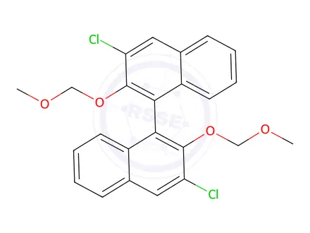 Chemical structure of 3,3'-Dichloro-2,2'-bis(methoxymethoxy)-(+-)-1,1'-binaphthalene