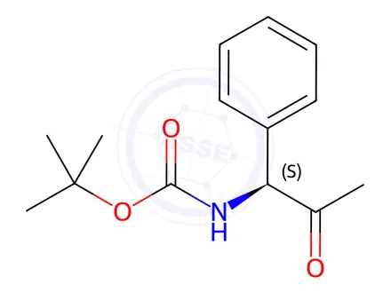 Chemical structure of Carbamic acid, N-[(1S)-2-oxo-1-phenylpropyl]-, 1,1-dimethylethyl ester
