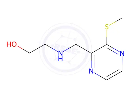 Chemical structure of 2-(((3-(Methylthio)pyrazin-2-yl)methyl)amino)ethanol