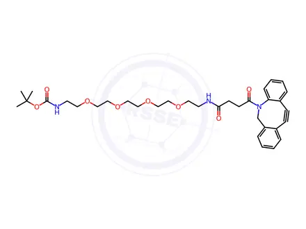 Chemical structure of 5,8,11,14-Tetraoxa-2,17-diazaheneicosanoic acid, 21-(11,12-didehydrodibenz[b,f]azocin-5(6H)-yl)-18,21-dioxo-, 1,1-dimethylethyl ester
