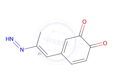 Chemical structure of 4-[(1E)-2-diazenylprop-1-en-1-yl]cyclohexa-3,5-diene-1,2-dione