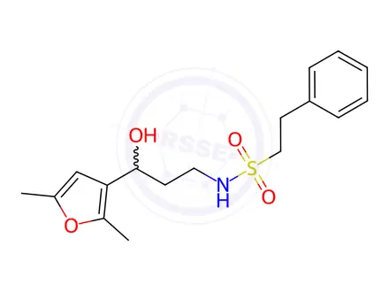 Chemical structure of N-(3-(2,5-Dimethylfuran-3-yl)-3-hydroxypropyl)-2-phenylethane-1-sulfonamide