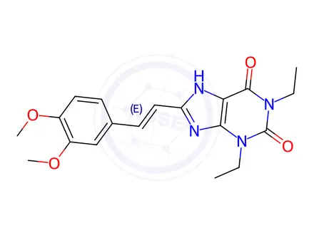Chemical structure of (E)-8-(3,4-Dimethoxystyryl)-1,3-diethylxanthine