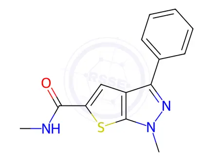 Chemical structure of N,1-dimethyl-3-phenyl-1H-thieno[2,3-c]pyrazole-5-carboxamide