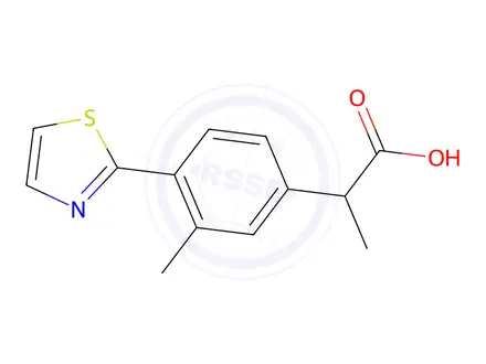 Chemical structure of α,3-Dimethyl-4-(2-thiazolyl)benzeneacetic acid