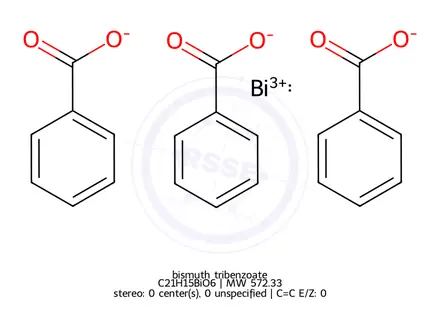 Chemical structure of bismuth tribenzoate