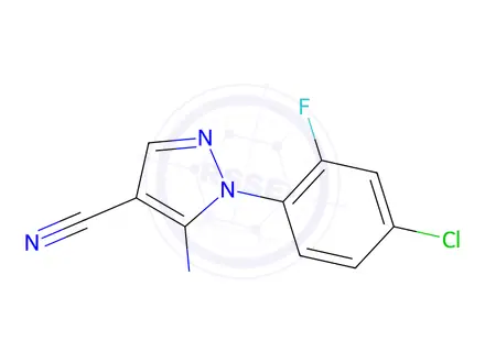 Chemical structure of 5-Amino-1-(4-chloro-2-fluorophenyl)-1H-pyrazole-4-carbonitrile