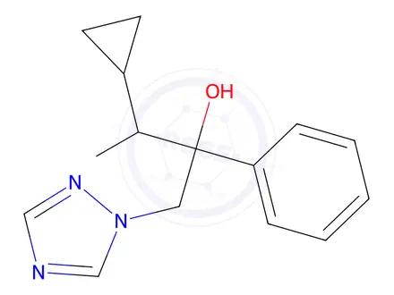 Chemical structure of 3-cyclopropyl-2-phenyl-1-(1H-1,2,4-triazol-1-yl)butan-2-ol