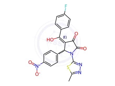 Chemical structure of 4-(4-Fluorobenzoyl)-3-hydroxy-1-(5-methyl-1,3,4-thiadiazol-2-yl)-5-(4-nitrophenyl)-1H-pyrrol-2(5H)-one